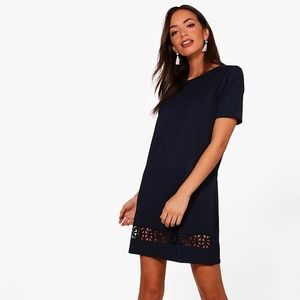 •Boohoo• Dalia Laser Cut Short Sleeve Shift Dress